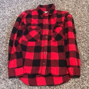 Plaid warm long sleeve shirt